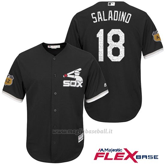 Maglia Baseball Uomo Chicago White Sox Tyler Saladino 18 Nero 2017 Allenamento Primaverile Flex Base Giocatore